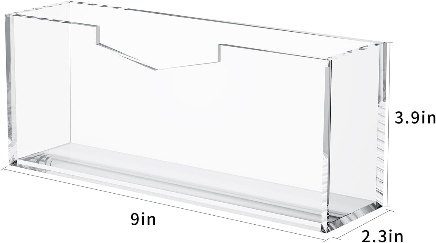 HELPLEX Clear Acrylic Guest Towel & Napkin Holder - Waterproof Splash-Proof Vertical Design for Bathroom, Kitchen, Dining Table - Home Hotel Office Organizer (1-Pack)