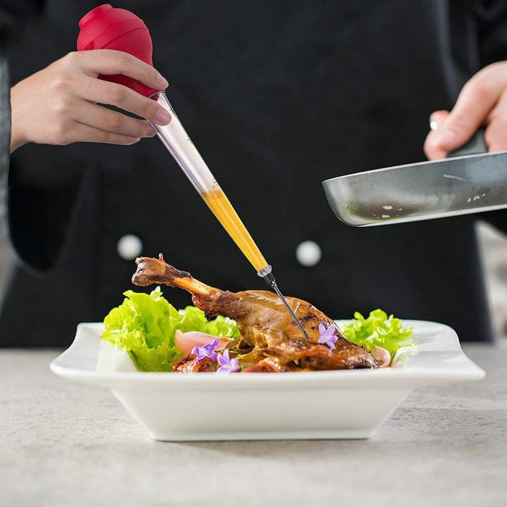 Best tableware Turkey Baster set of 4 commercial-grade quality FDA silicone bulbs, including marinating needles and barbecue brushes and cleaning brushes, easy to clean and can be used repeatedly.