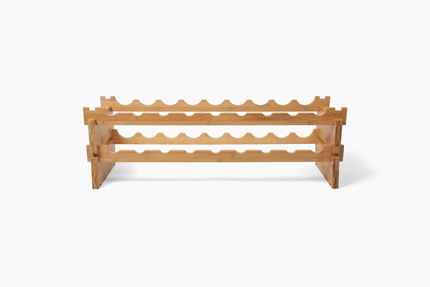 Stackable Bamboo Wine Rack for 72 Bottle, 8-Tier and Sturdy, Free Standing, Modular Wine Storage, Wine Bottle Storage for Cellar, Kitchen and Dining Room (18 Bottle)
