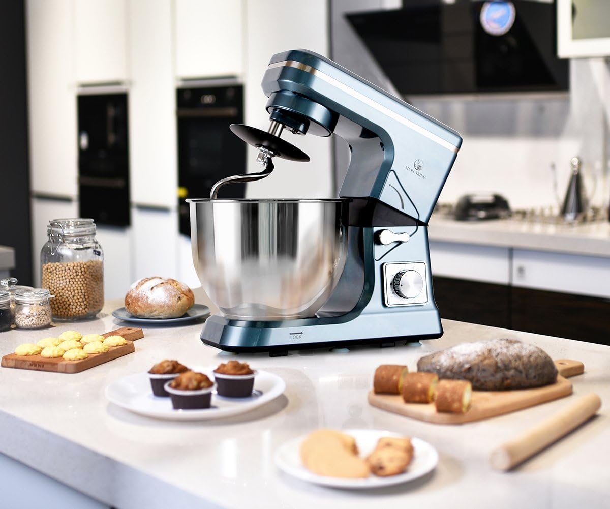 Stand Mixer,5.3-Qt & 500W & 6+P Speed MK36 Tilt-Head Kitchen Electric Food Mixers Home Baking Dough Machine with Accessories (Gray Blue)
