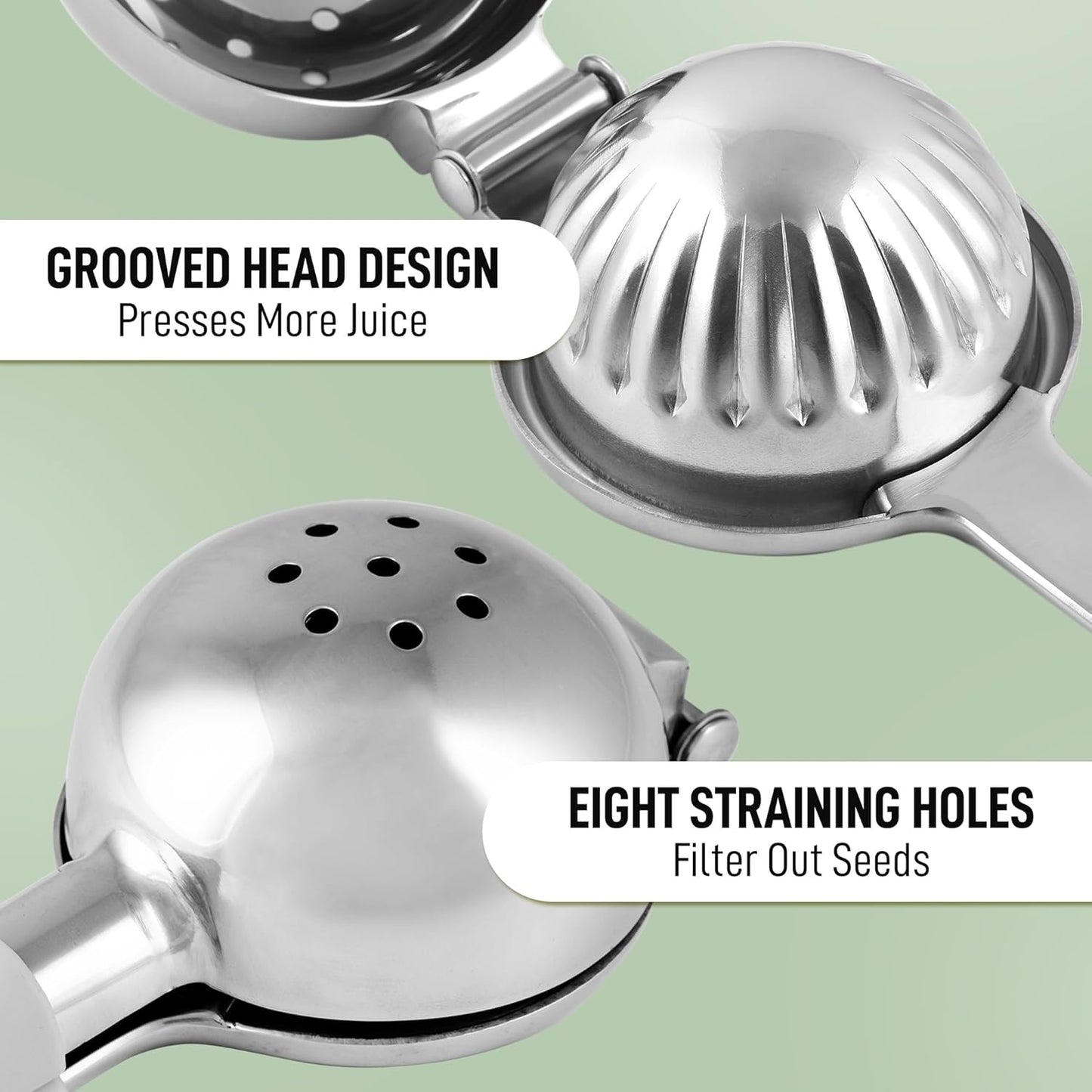 Zulay Extra Large Lemon Squeezer Stainless Steel - Easy Squeeze Heavy Duty Lemon Juicer Hand Press - Ergonomic Citrus Squeezer & Fruit Juicer for Small Oranges, Lemons, & Limes