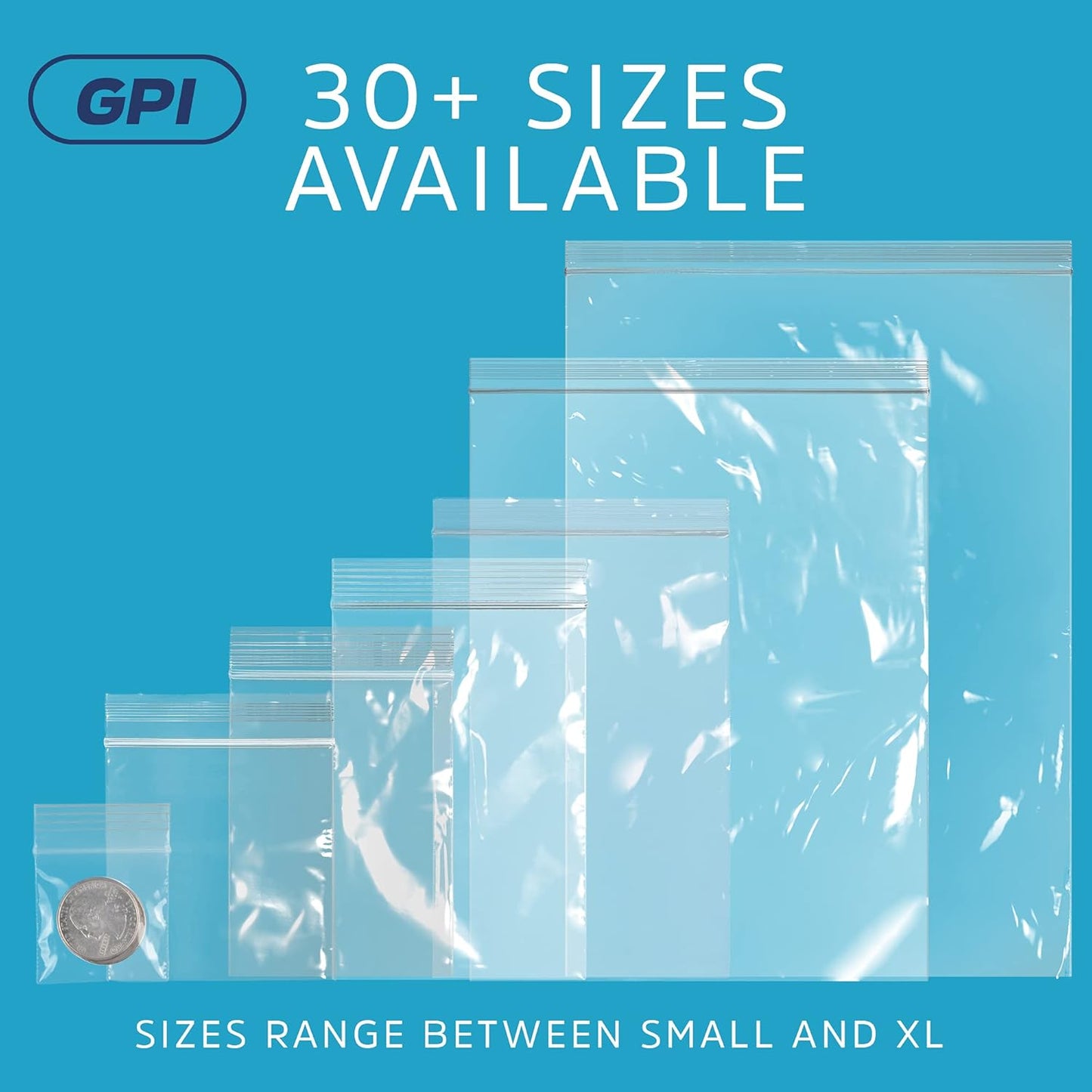 GPI - 10" x 14", Pack of 100, Clear Plastic Reclosable Zip Bags, 2 Mil Thick, Zip Poly Bags with Resealable Lock Seal Zipper for Food, Apparel, Shirts, Household, School & Office Supplies
