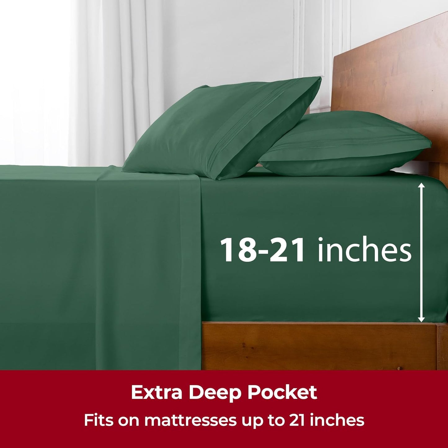 Mellanni Extra Deep Full Sheets - 4 PC Iconic Collection Bedding - Hotel Luxury, Ultra Soft, Cooling Bed Sheets - Wrinkle, Fade, Stain Resistant (Full, Emerald Green)