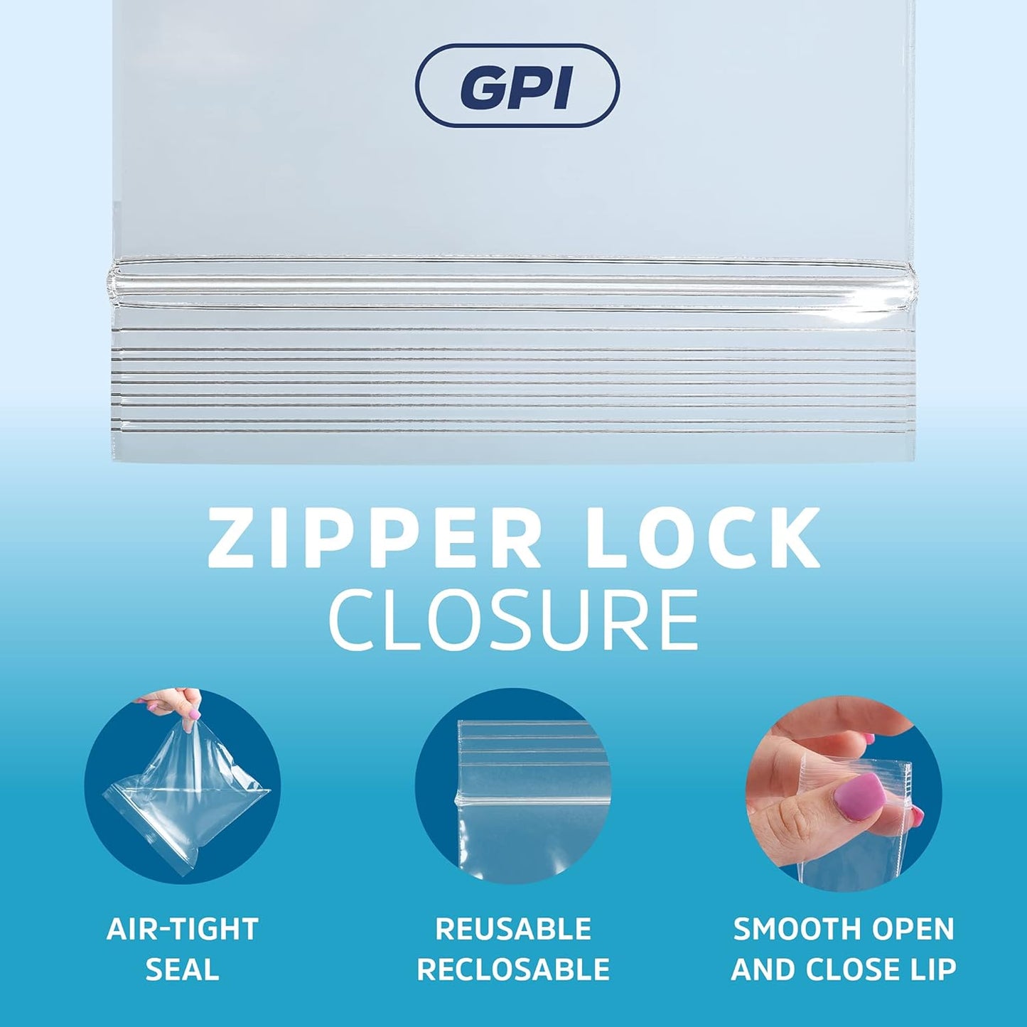 GPI Case of 1000, 13" x 18" Clear Plastic Reclosable Zip Bags - Bulk 2 Mil Thick Strong & Durable Poly Baggies with Resealable Zip Top Lock for Travel, Storage, Packaging & Shipping.