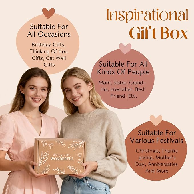 Gifts for Women, 9pcs Happy Birthday Gifts for Women, Christmas Christian Ideas Get Well Inspirational Box Unique Thank You Employee Appreciation Gift Baskets for Her Mom Sister Friend Teacher