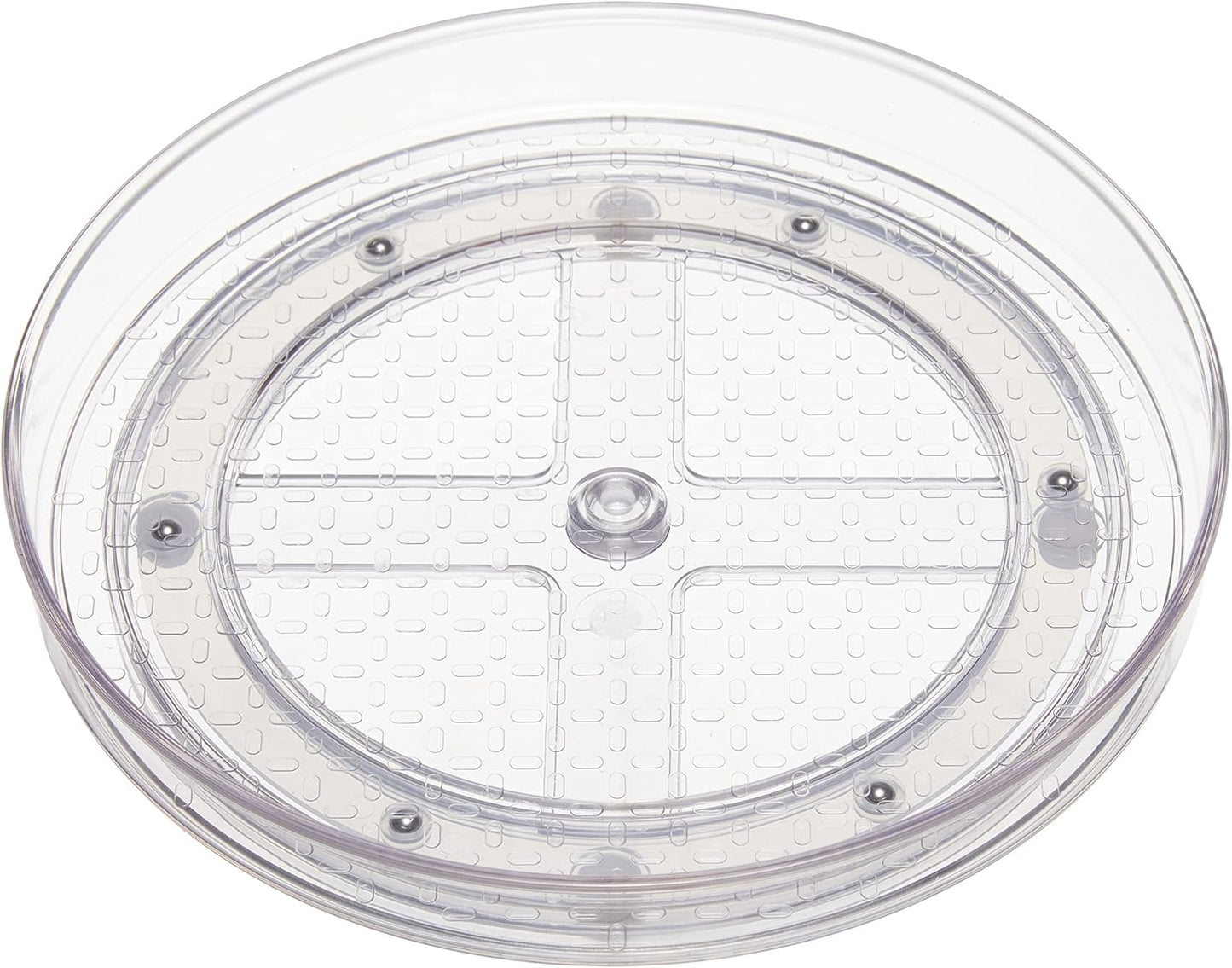 Amazon Basics 2 Tier Lazy Susan Turntable Organizer, 9" Diameter, 2-Pack, Clear