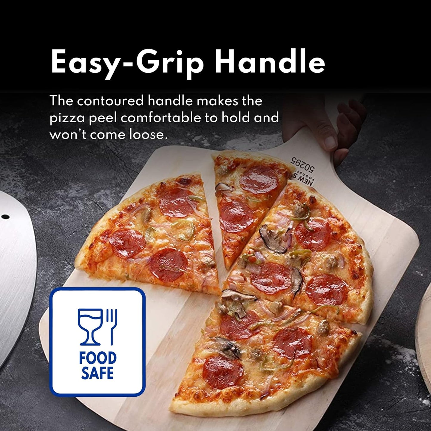 New Star Foodservice 50233 Restaurant-Grade Wooden Pizza Peel, 14" L x 12" W Plate, with 22" L Wooden Handle, 36" Overall Length