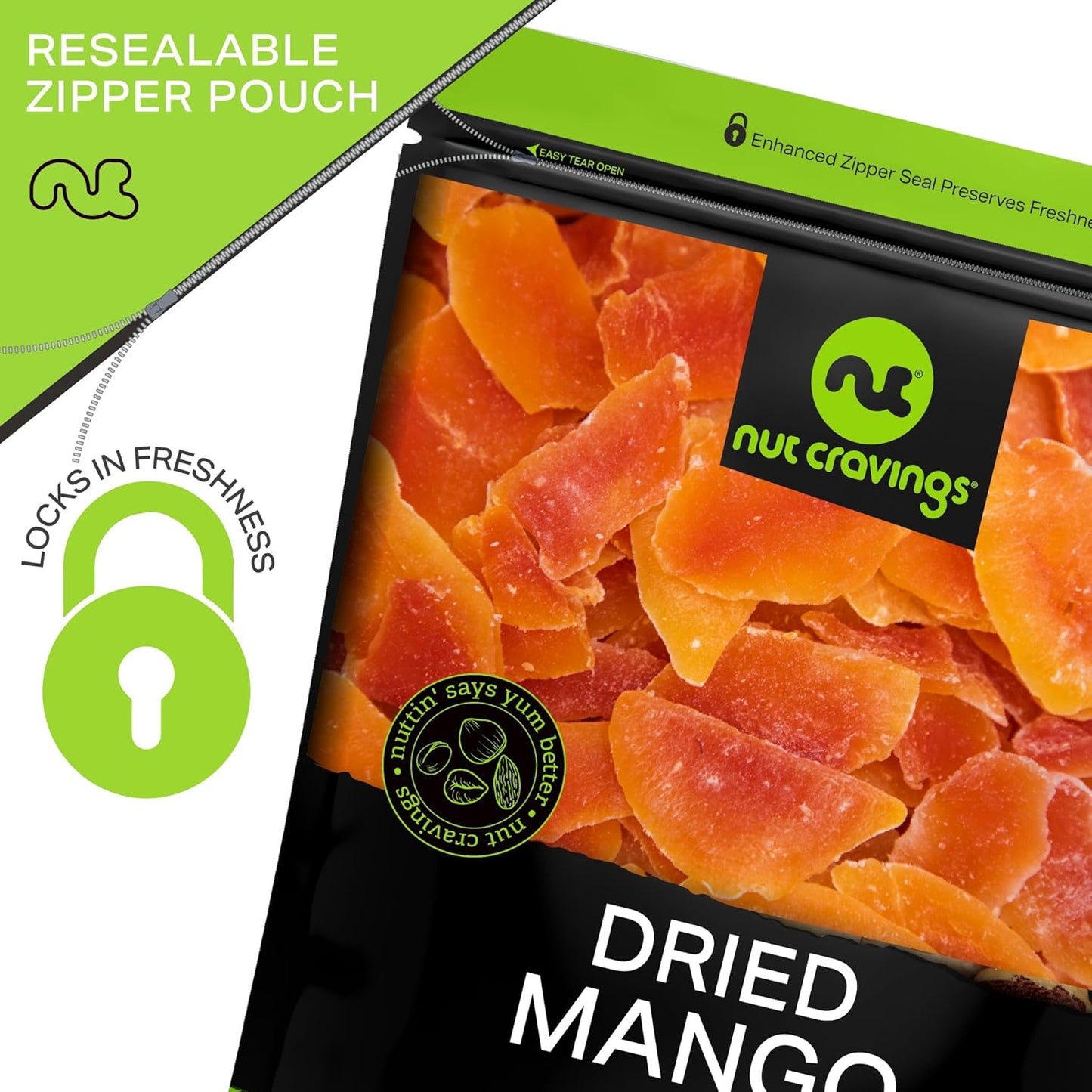 NUT CRAVINGS - Sun Dried Mango Slices, Lightly Sweetened (48oz, 3 LB) Bulk Dry Fruits Packed Fresh in Resealable Bag - Sweet Healthy Snack, Naturally Grown, Vegan, Kosher