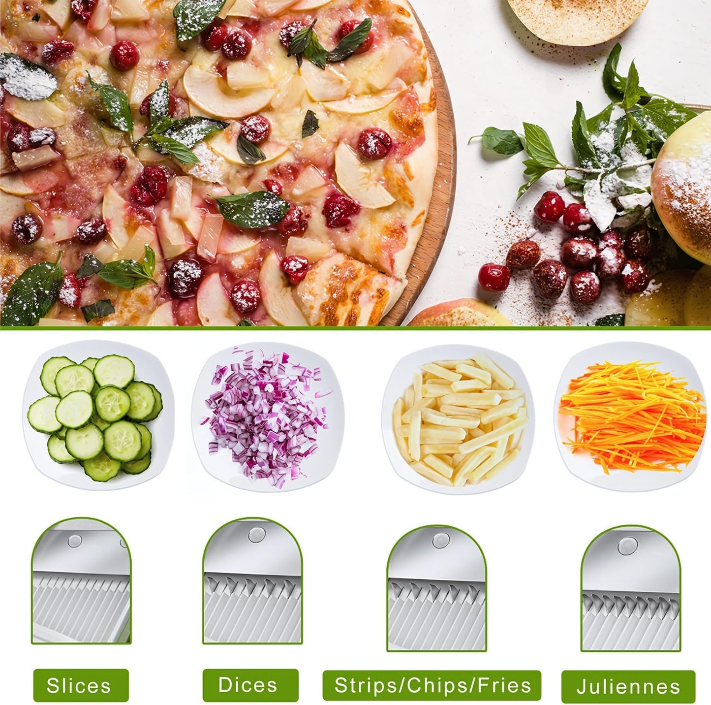 ShanSon Safe Mandoline Slicer,French Fry Cutter,Multifunctional Vegetable Chopper,Mandoline Potato Slicer with 25+ Presets & Thickness Adjuster, Chopping Artifact for Kitchen Meal Prep,Blue