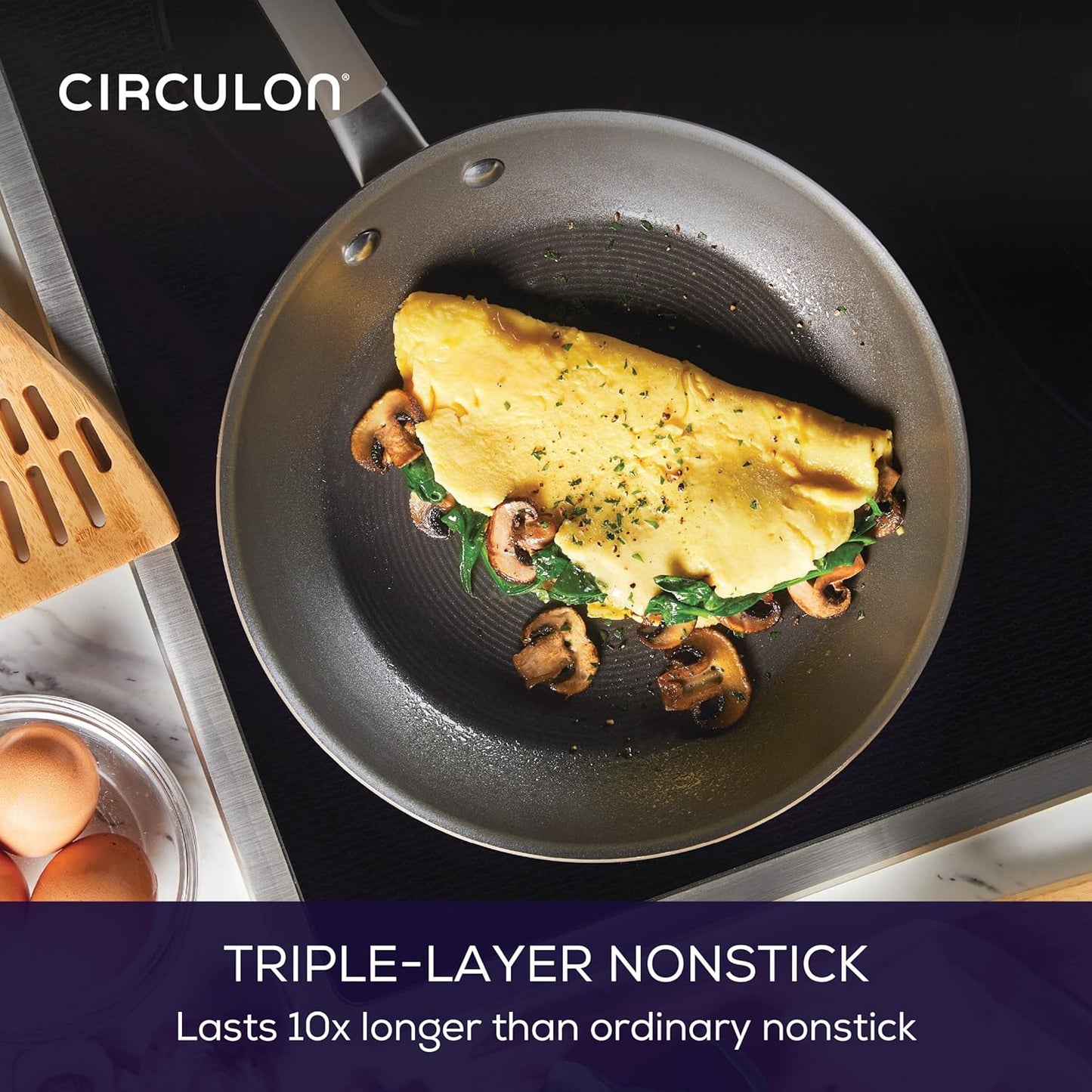 Circulon Premier Professional Hard Anodized Nonstick Cookware Induction Pots and Pans Set, 8 Piece - Bronze
