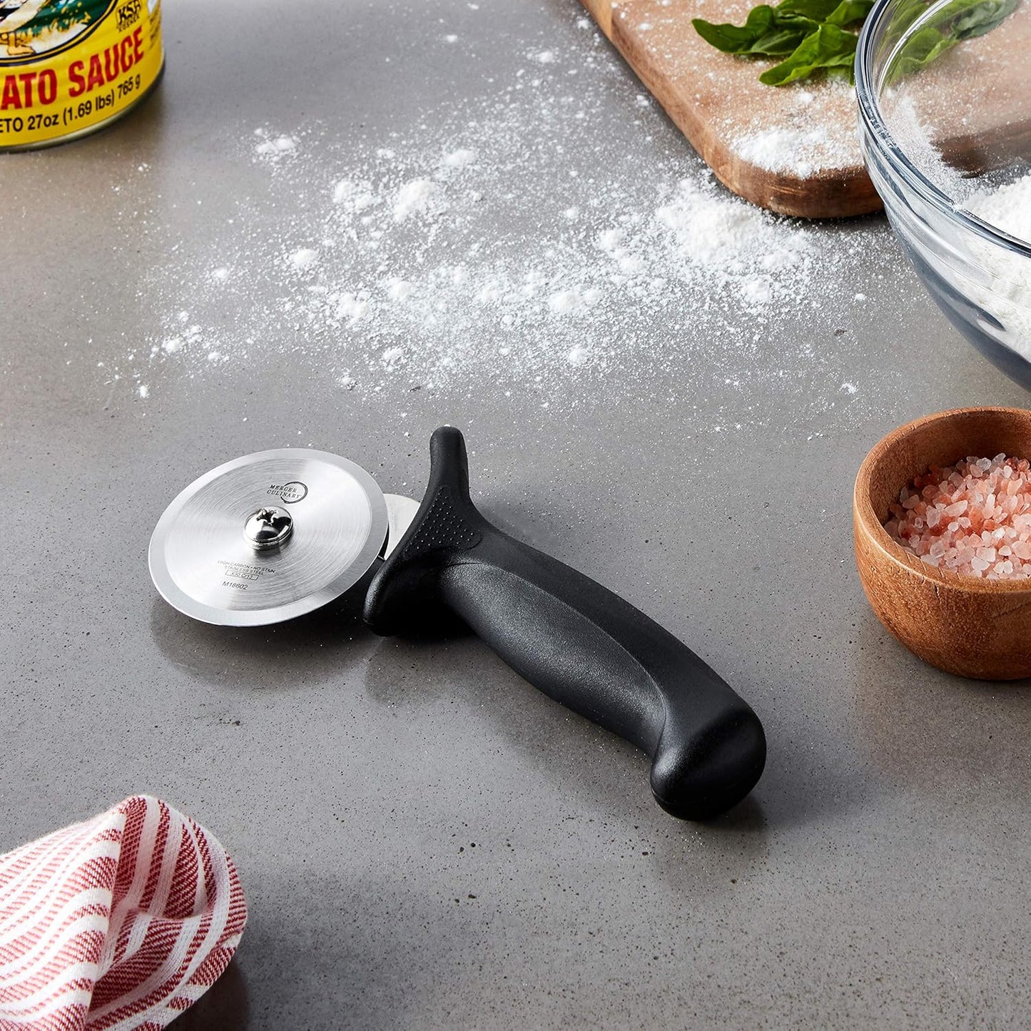 Mercer Culinary Millennia Pizza Cutter with Black Handle, 2.75 Inch Wheel, Stainless Steel