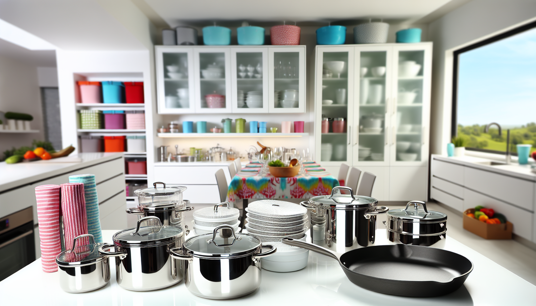 "Elevate Your Kitchen with Cookware, Storage Solutions, and Linens"