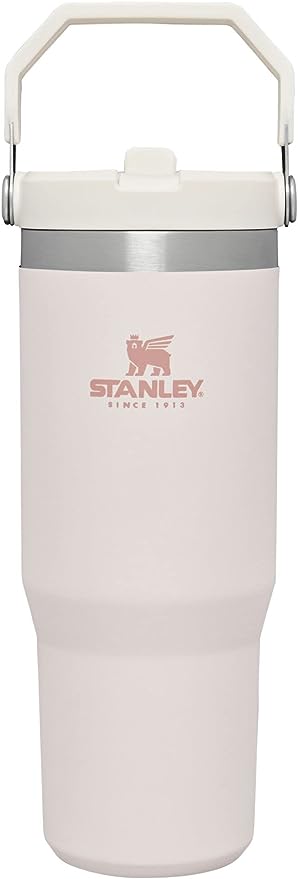STANLEY IceFlow Flip Straw Tumbler with Handle 30 oz | Twist On Lid and Flip Up Straw | Leak Resistant Water Bottle | Insulated Stainless Steel |BPA-Free | Rose Quartz