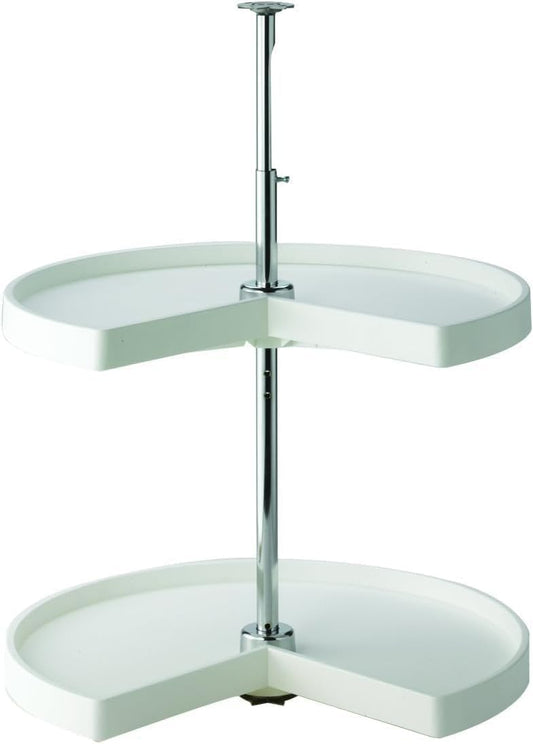KV Lazy Susan Kidney Shaped 2 Polymer Shelves 24" (Set) White