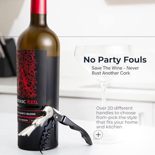 HiCoup Wine Opener - Professional Corkscrews for Wine Bottles w/Foil Cutter and Cap Remover - Manual Wine Key for Servers, Waiters, Bartenders and Home Use - Stainless Steel
