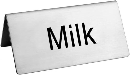 New Star Foodservice Stainless Steel Table Tent Sign (Colorless (Milk), 3"x 1.5" (Set of 2))