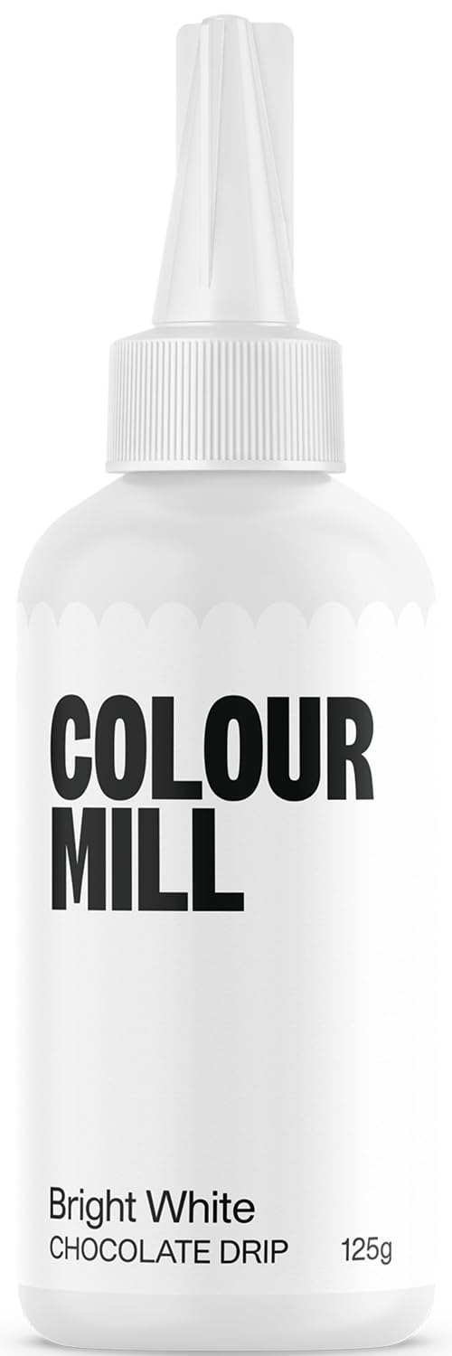 Colour Mill Chocolate Drip Easy-Melt Drizzle for Desserts, 125 Grams Bright White