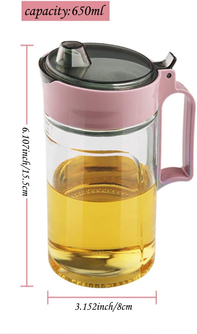 TENTA KITCHEN Oil Dispenser Vinegar Dispenser Maple Syrup Dispenser Glass Bottle Cruet No Drip Plastic Bottle Spout with Protective Cap drip Free Pour spout restarant 22Oz (Purple 1PC)