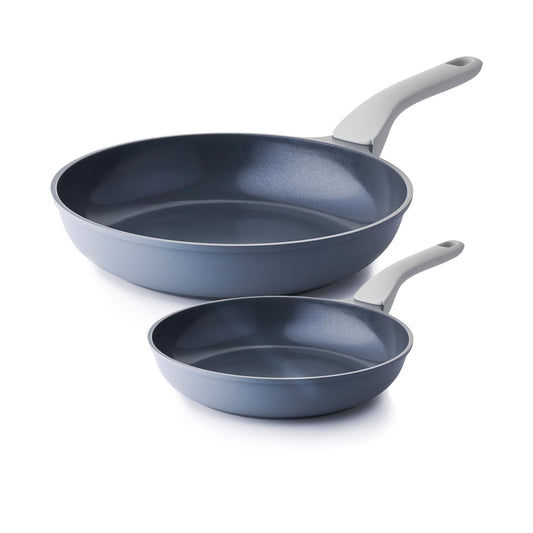 Nonstick Ceramic Frying Pan Set, Non Toxic Skillet, Healthy Egg & Omelet & Chef's Pan, PTFE PFOA & PFAS Free, Induction Compatible (8+10 Inch)
