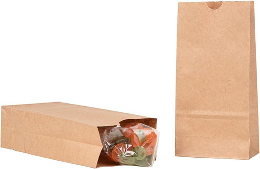 Restaurantware Bag Tek 2 LB Disposable Lunch Bags 100 Sturdy Take Out Bags - Flat Bottom Great For Restaurants Cafes And Bakeries Brown Kraft Popcorn Bags