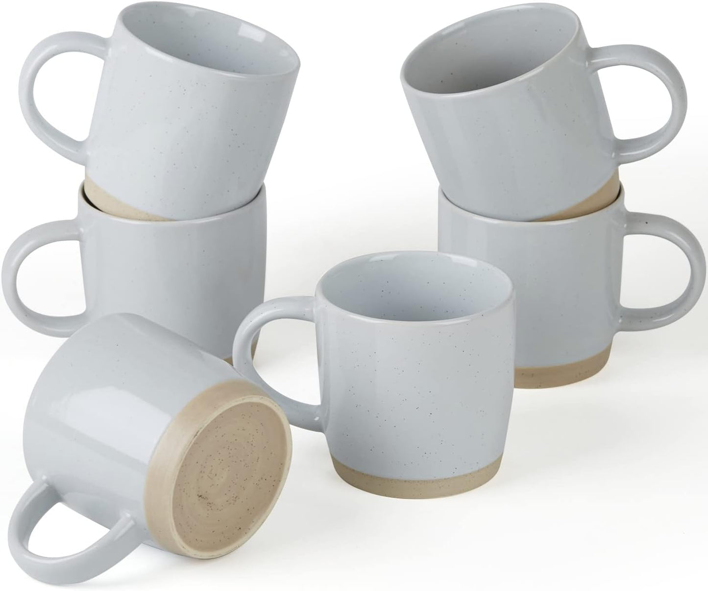 famiware Coffee Mugs for 6, 12 oz Mug Set, Dringking Cup with Handle for Coffee, Tea, Cocoa, Milk, Milkyway serise, Ligth Gray