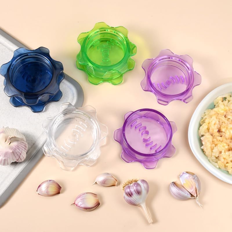 2025 New Garlic Twister,Garlic Press,Garlic Peeler,Ginger Grater,Mini Garlic Mincer (Clear)