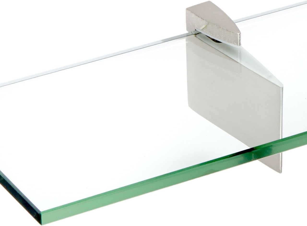 Spancraft Glass R-12x48-Brushed Steel Raven Glass Shelf, Brushed Steel, 12" x 48"