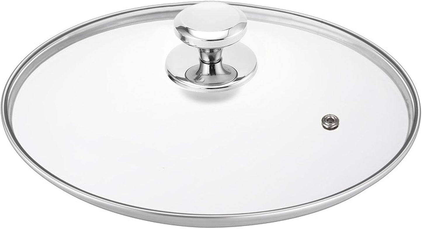 Glass Lid for 9.5 Inch Black Cast Iron Skillets Frying Pans, 24cm Tempered Lids for Dutch Ovens, 9.5 In Pan Cover with Stainless Steel Rim for Stock Pots, Dishwasher Safe