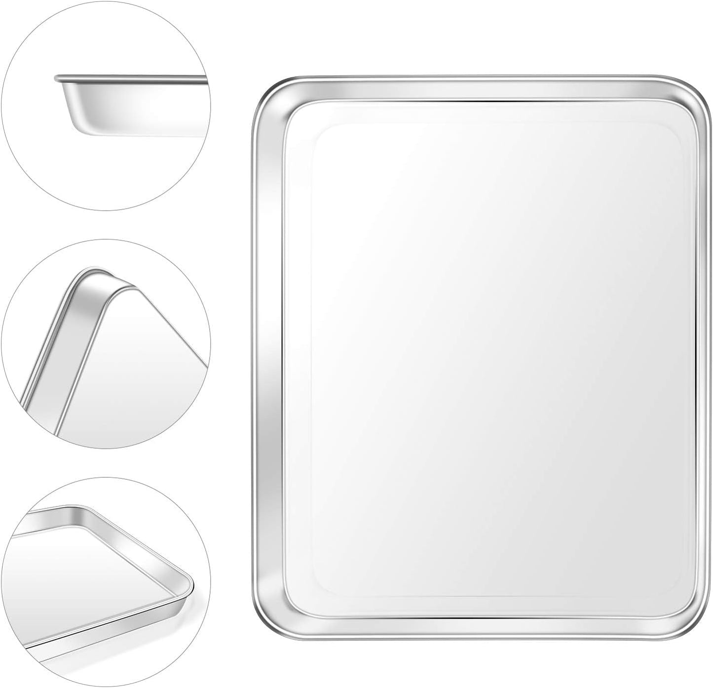 Baking Sheet with Rack Set, Yododo Set of 4 (2 Sheets + 2 Racks), Stainless Steel Cookie Sheet Baking Pan Tray with Cooling Rack, Non Toxic & Heavy Duty & Easy Clean - Size of 16 inch