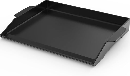 Onlyfire Universal Cast Iron Cooking Griddle, Pre-Seasoned Nonstick Coating Griddle Flat Top Grill Plate with Extra High Sidewalls for All Gas Grills and 4 Burner Range Oven, 23" x 16"