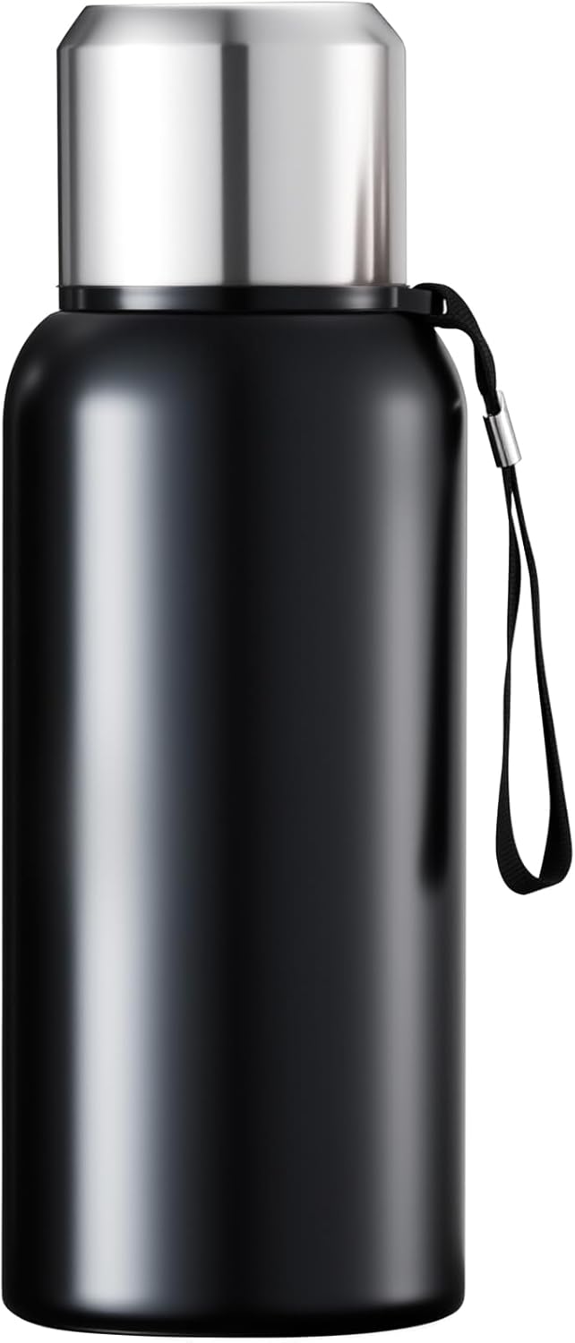 Stainless Steel Water Bottle 20oz, Double Wall Vacuum Metal Water Bottle Meta, Suitable for Gym, Hiking, Camping, Detachable Tea Infuser & Storage-Ready cup,Stainless Steel Bottle