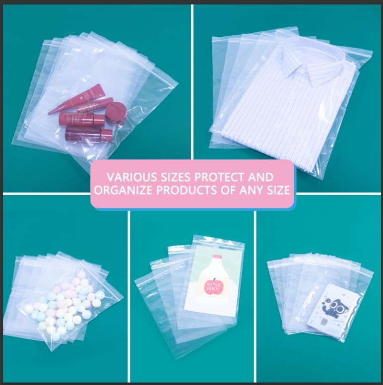 iMailer - 200 Pcs- 9" x 12" Clear Zip Bags - Reclosable Plastic Zip Poly Bags for A4, Letter Sized Documents, Clothing