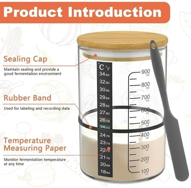 Pro Sourdough Bread Starter Kit - 34 oz sourdough jar with 5 unique features for the perfect sour dough bread & sourdough starter kit - baking supplies (34oz-2pack)