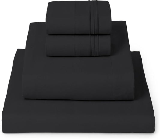 Mellanni California King Sheets Set - 4 PC Iconic Collection Bedding - Hotel Luxury, Extra Soft, Cooling Bed Sheets - Wrinkle, Fade, Stain Resistant (Cal King, Black)