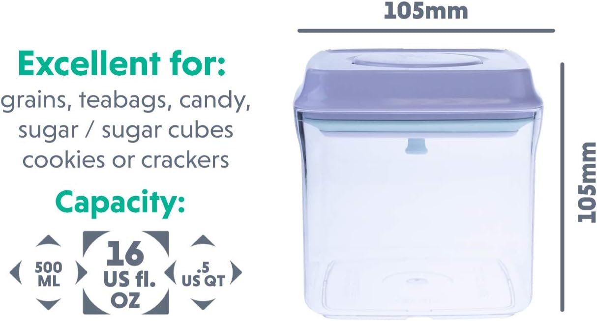 BopTop (1pc - 500ml) Airtight Food Storage Container – Mechanical Silicone Seal Canister - BPA-Free - 0.5Qt