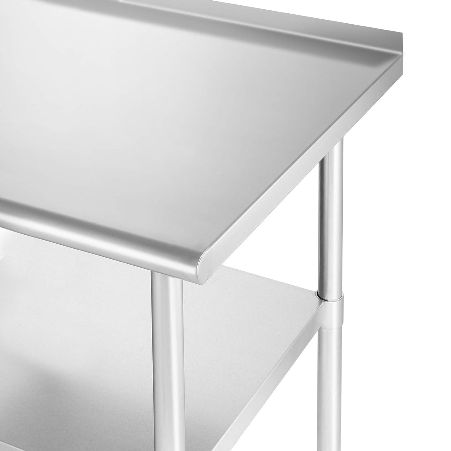 GRIDMANN Stainless Steel Kitchen Prep Table 72 x 24 Inches with Backsplash & Under Shelf, NSF Commercial Work Table for Restaurant and Home