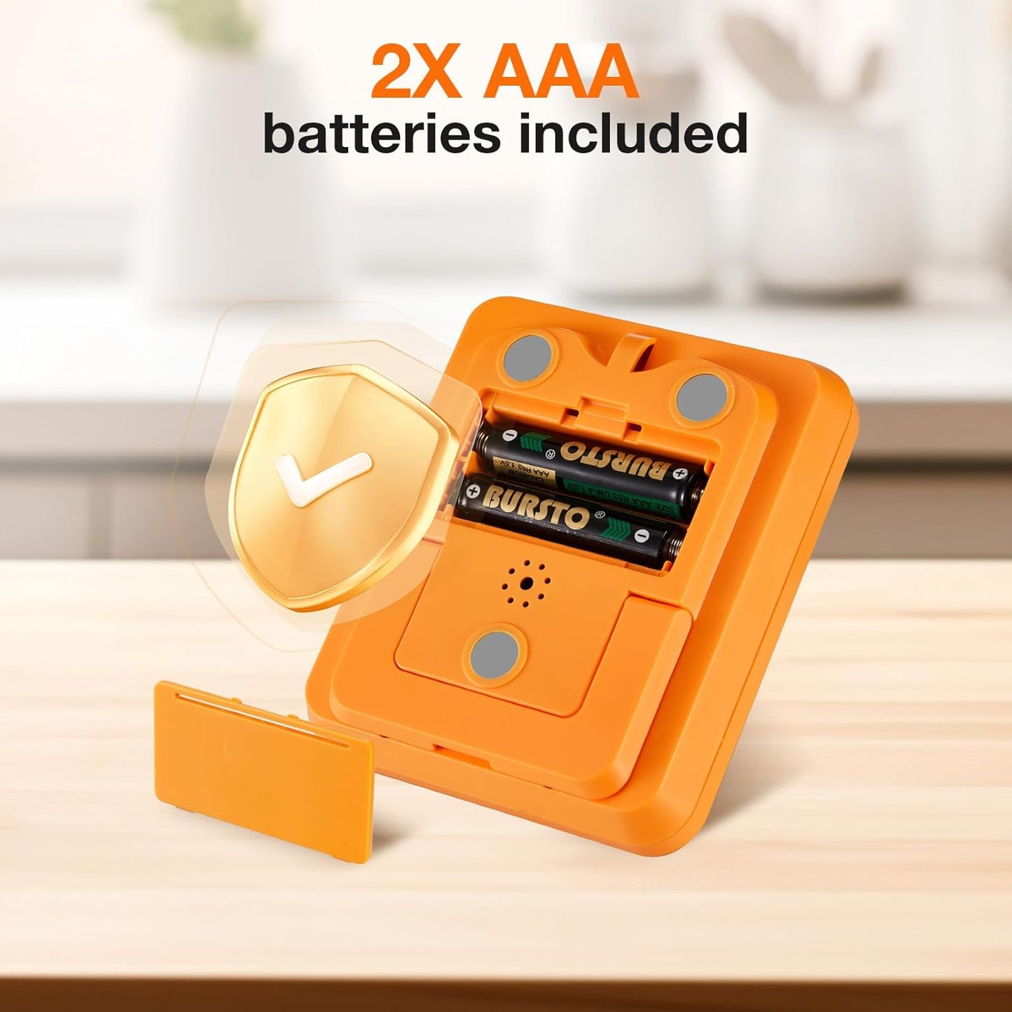 Digital Dual Kitchen Timer, 3 Channels Countdown Triple Timer for Cooking, Magnetic Memory-Preset Large-Display Adjustable Alarm Volume, Multi Times Management, 3A Battery Included, Green