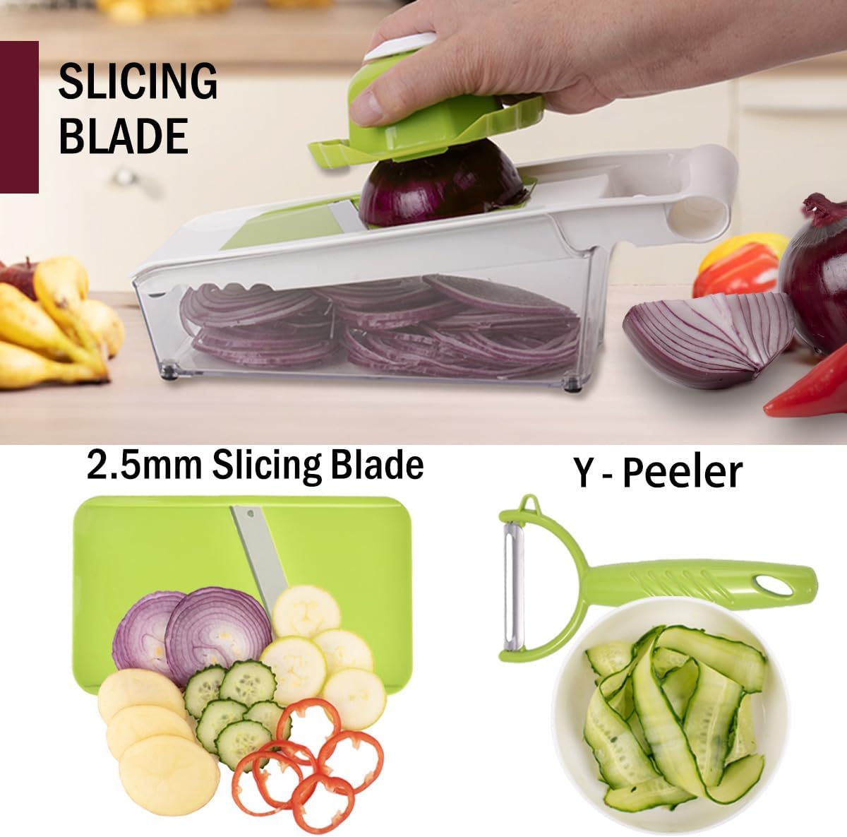Cheese Grater with Container,5 In 1 Mandoline Slicer for Kitchen,Multi Purpose Vegetable Slicer, Easy to Clean Vegetable Chopper,Cheese Shredder,Julienne Slicer and Peeler