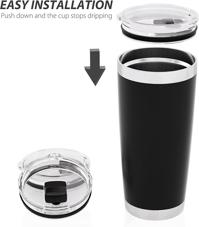 20 oz Tumbler Lid for YETI, Replacement Lid for YETI, 3 Pack Magnetic Travel Spill Proof Cup Covers with Slide Switch for 20 oz Tumbler & 10oz Lowball, 10 oz Mug, BPA Free (3 Pack)
