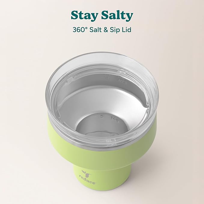 REDUCE Saltini 16 oz Cocktail Tumbler - Insulated Margarita Tumbler with Lid - Keeps Drinks Cold for 10 Hours - 360 Sippable Martini Glass Alternative - Shatterproof, Perfect for Parties - Mojito