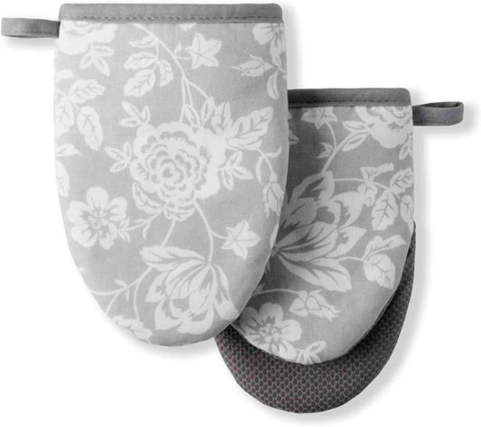 Martha Stewart Printed Mini Oven Mitt Set, 5.5"x8", Floral Vine