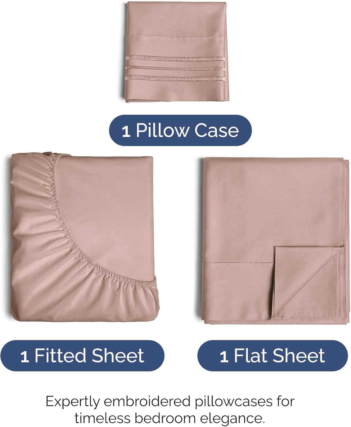 Twin Size 3 Piece Sheet Set - Comfy Breathable & Cooling Bed Sheets Set - Hotel Luxury Bedding for Women, Men, Kids, Teens, Boys & Girls - Deep Pockets, Ultra-Soft and Wrinkle Free - Oeko-Tex - Mauve