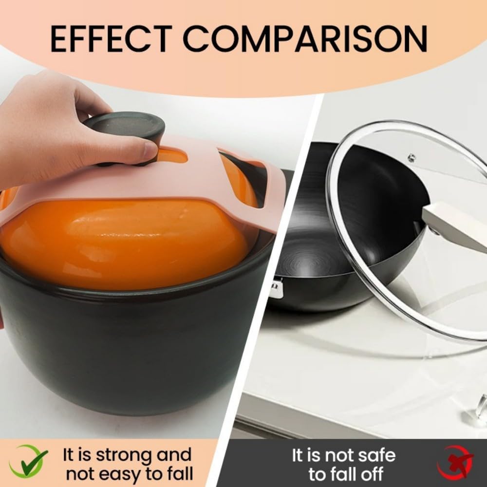 Silicone Lid Lock Strap for Crockpot Slow Cooker (6/7/8 Quart) - Universal Crockpot Lid Holder & Rubber Strap Alternative | Heat-Resistant, No-Spill Design Transport Accessories (Black)