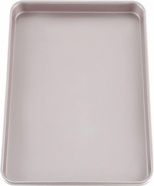 CHEFMADE 17-Inch Baking Sheet Pan, Non-Stick Carbon Steel Rimmed Cookie Sheet Pan for Oven Roasting Meat Bread Jelly Roll Battenberg Pizzas Pastries 12.8" x 17.7" x 1.1" (Champagne Gold)