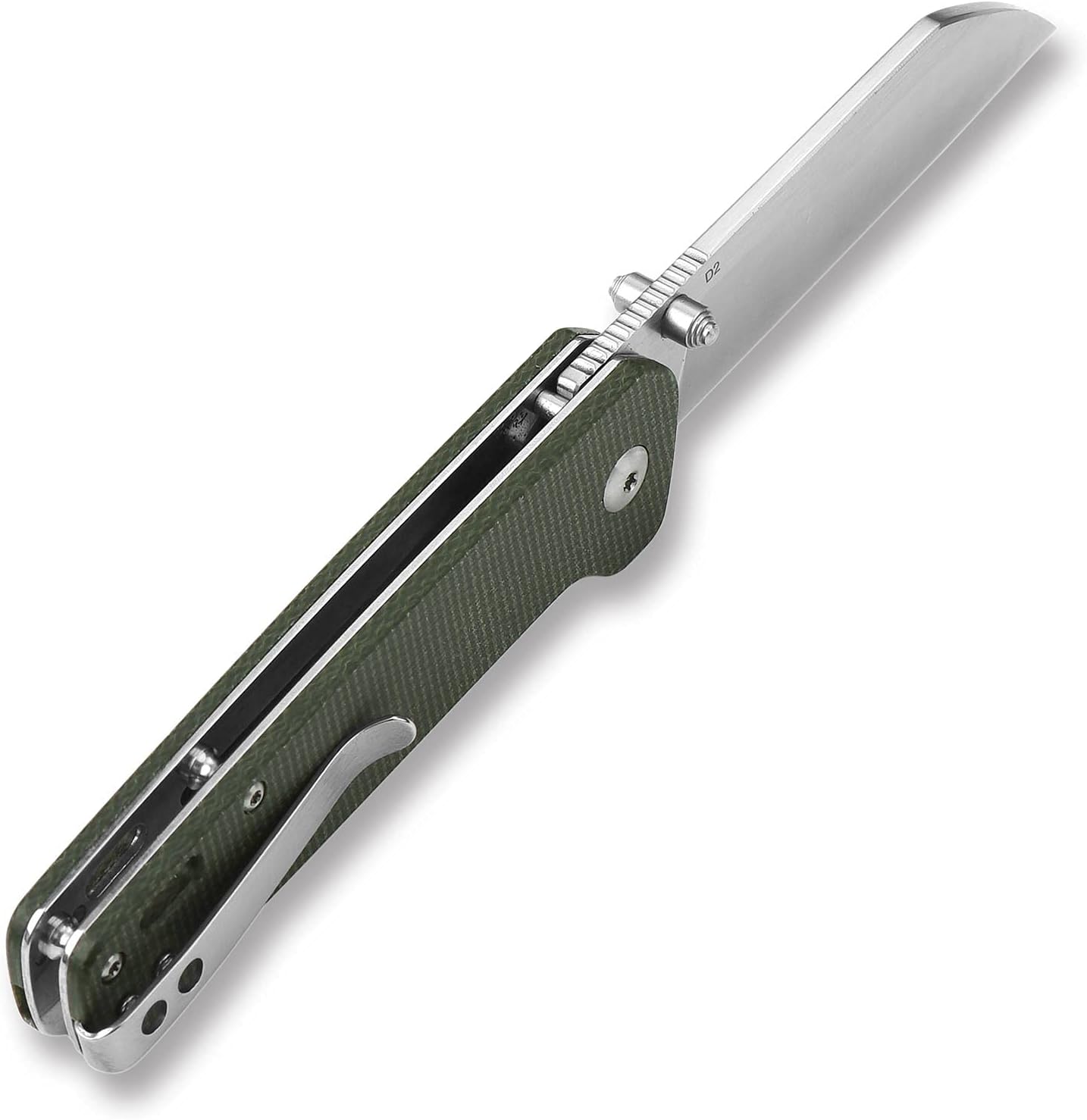QSP Penguin Pocket Knife,D2 blade,Various Handle Option (OD green micarta handle)