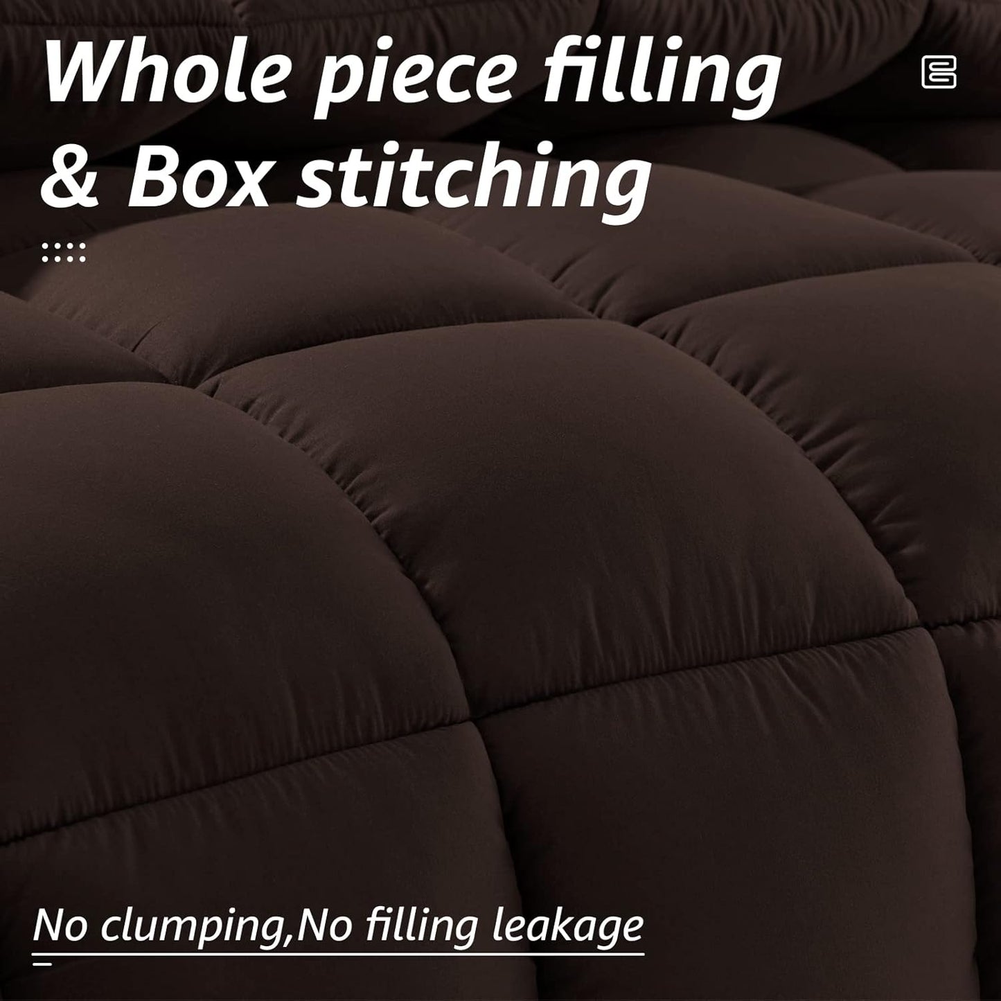 HYLEORY All Season King Size Bed Comforter - Cooling Down Alternative Quilted Duvet Insert with Corner Tabs - Winter Warm - Machine Washable - Brown