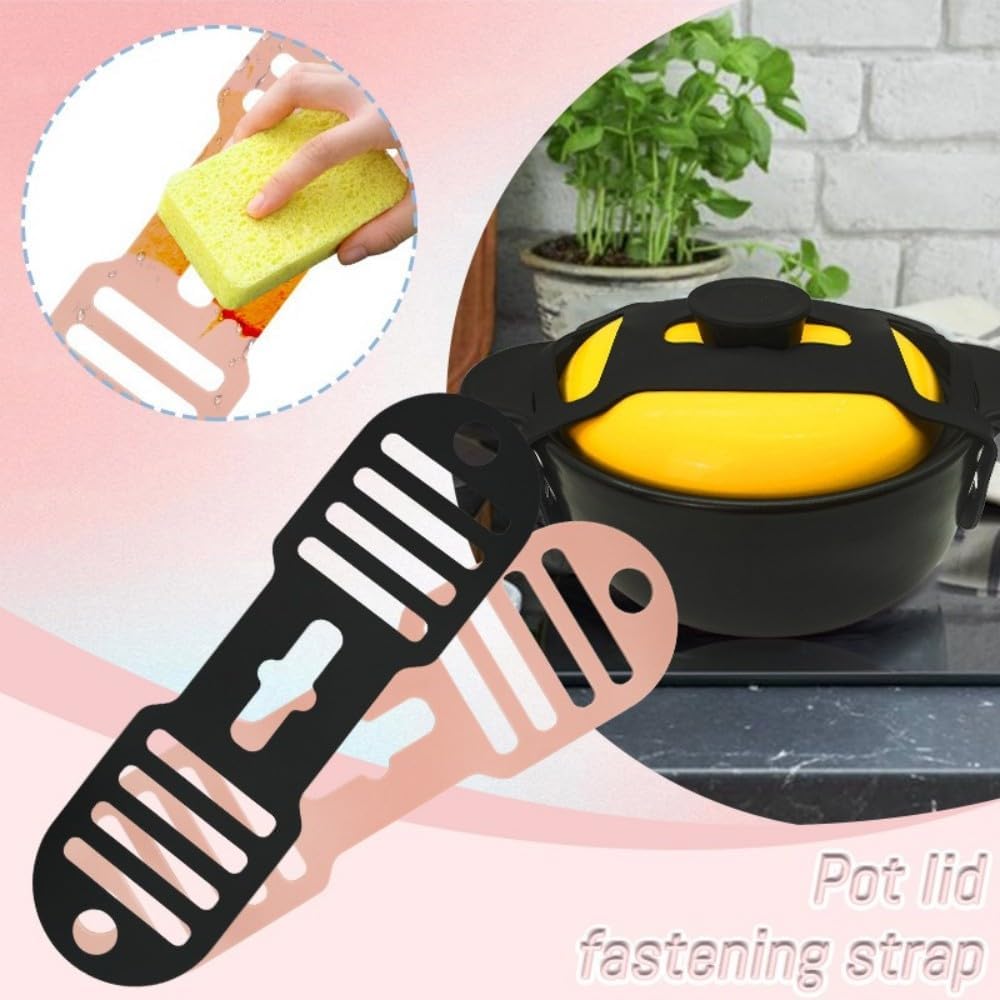 Silicone Lid Lock Strap for Crockpot Slow Cooker (6/7/8 Quart) - Universal Crockpot Lid Holder & Rubber Strap Alternative | Heat-Resistant, No-Spill Design Transport Accessories (Pink)