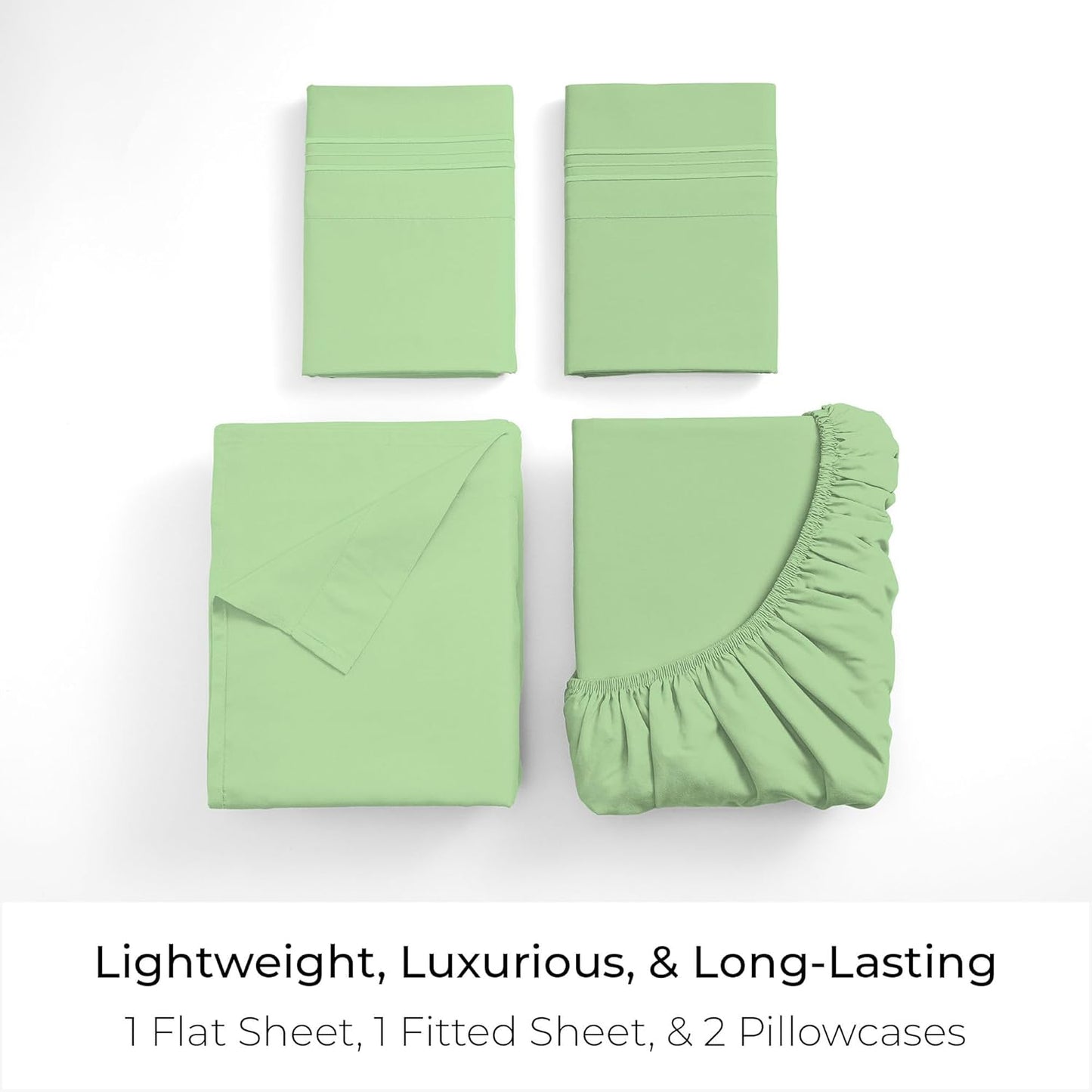Mellanni California King Sheets Set - 4 PC Iconic Collection Bedding - Hotel Luxury, Extra Soft, Cooling Bed Sheets - Wrinkle, Fade, Stain Resistant (Cal King, Pistachio)