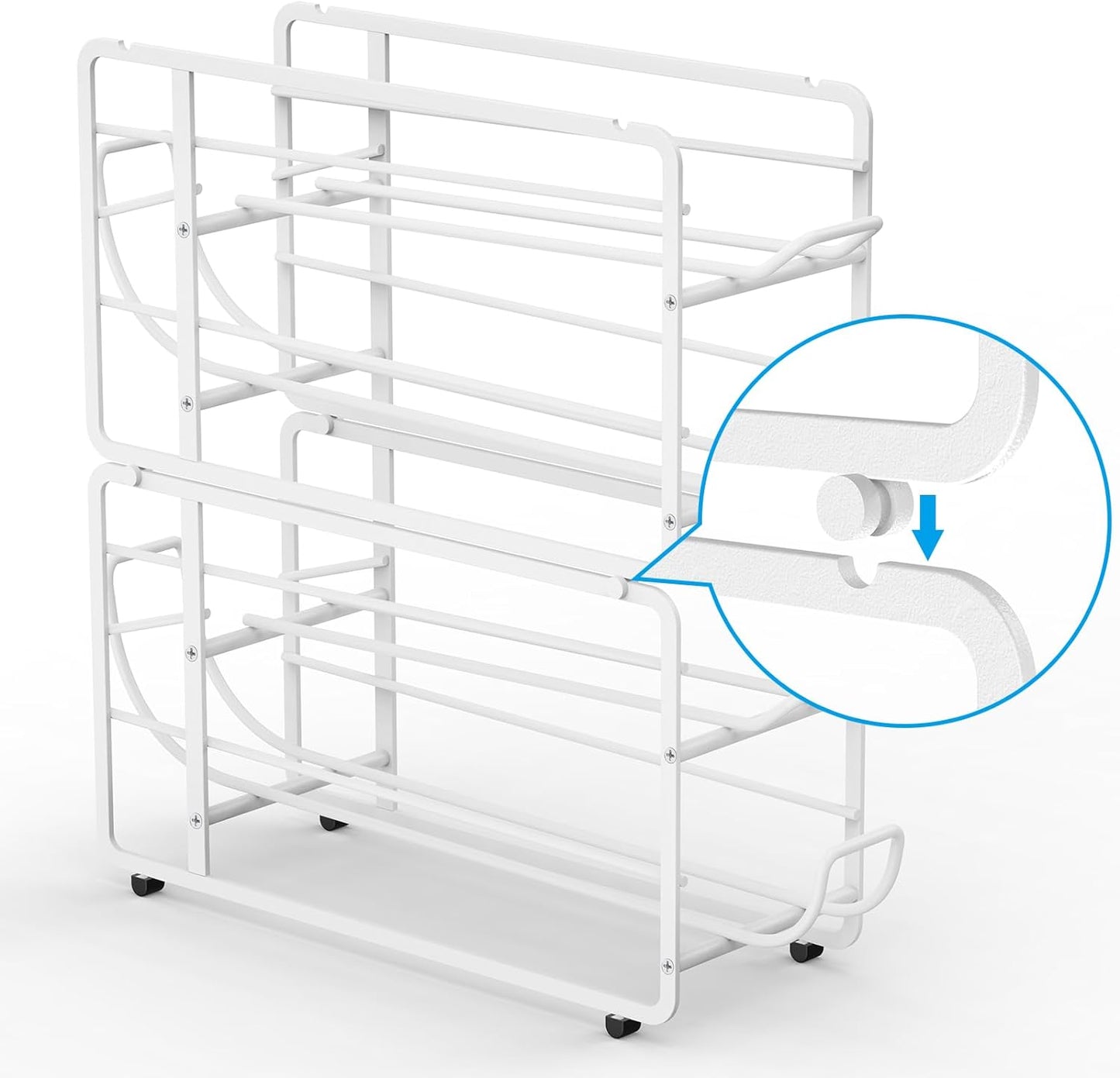 Soda Can Organizer Storage Rack, 2 Pack Stackable Beverage Soda Can Dispenser Organizer Holder for Refrigerator, Cabinet, Pantry (White)