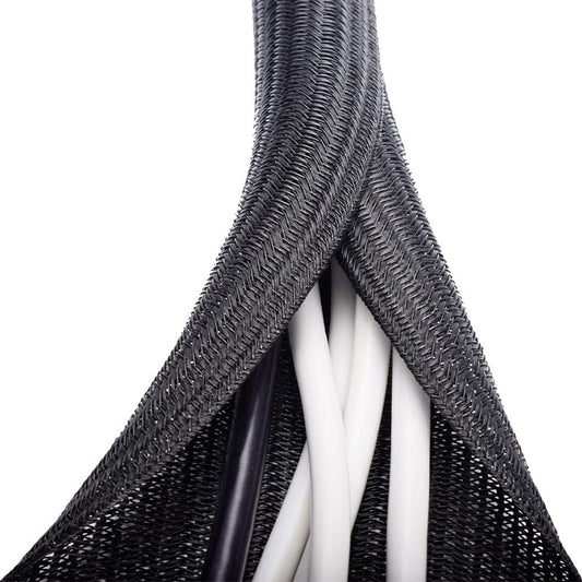 ZhiYo 20ft - 1/2 inch Cable Sleeve, Cord Wrap Wire Protector Tubing for Pets, PC Cable Wrap, Computer Cable Management Sleeve - Black